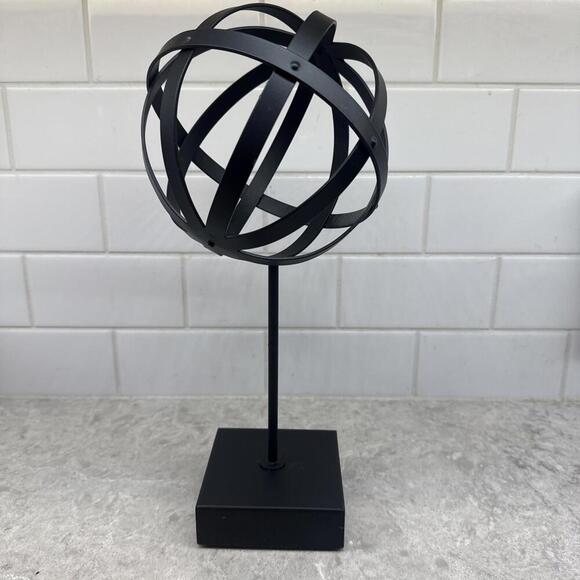 Black Metal Armillary Sphere –  Celestial Decor on Stand. 17” x 6 in” - Picture 3 of 7